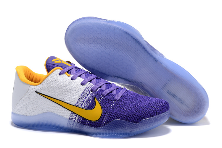 Nike Kobe 11 Lakers Purple White Yellow Woven Basketball Shoes